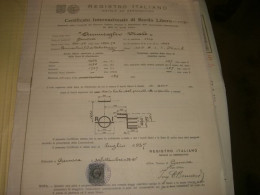 CERTIFICATO INTERNAZIONALE DI BORDO LIBERO 1937 - Documenti Storici