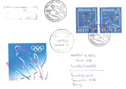 Estonia:FDC, Lillehammer Olympic Games, Registered Letter, 1994 - Estonie