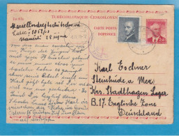 P 97 DOPPELKARTE AUS ZATEK NACH DEUTSCHLAND, ZENSURSTEMPEL,1949. - Cartes Postales