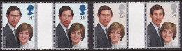 GB Prince Charles & Princess Diana 1981 Wedding Set Gutter Pairs UM - Unclassified