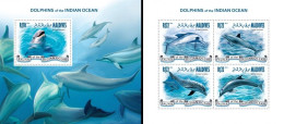 Maldives 2013, Animals, Dolphins, 4val In BF +BF - Maldivas (1965-...)