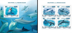 Maldives 2013, Animals, Dolphins, 4val In BF +BF - Maldives (1965-...)