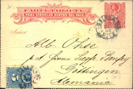 1899, 5 Ct. Kartenbrief Mit Zusatzfrankatur Nach Deutschland - Chili