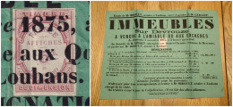 TIMBRE DE DIMENSION. AFFICHES 5c. SUR VENTE IMMEUBLES. 1875. A DEVROUZE SAONE ET LOIRE. NOTAIRE A LOUHANS - Lettres & Documents