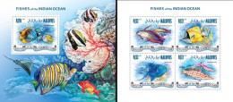 Maldives 2013, Animals, Fishes II, 4val In BF +BF - Pesci