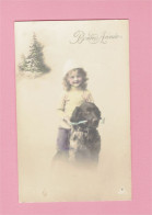 XB1306 JEUNE FILLE, ENFANT, GIRL FAMOUS CHILD MODEL CANDICE ASHTON WITH HER DOG RPPC - Portretten