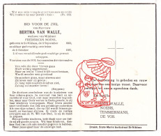 DP Bertha Van Walle ° Sint-Niklaas 1882 † 1957 X Fredericus Noens // Temmermans De Vos - Images Religieuses