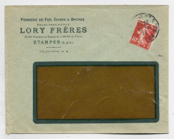 FRANCE N° 194 LETTRE A FENETRE ENTETE FONDERIE DE FER CUIVRE BRONZE LORY ETAMPES + DAGUIN BORGNE ETAMPES 1927 - 1921-1960: Periodo Moderno