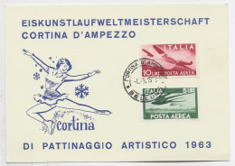 ITALIA PA 5LIRE +10 LIRE CARTOLINA CORTINA D'AMPEZZO PATINAGE PATTINAGGIO 1963 - 1961-70: Marcofilie