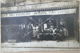 Café Hôtel Du Départ Biere Tourtel Maison Lizet Tél 89 Lieux à Identifier Photo Format CP Vers 1010-1920 - Lugares