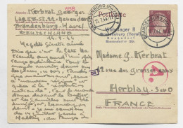 GERMANY HITLER 15C ENTIER POSTKARTE BRANDENBURG HAVE 1 15.7.1944  POUR FRANCE HERBLAY SEINE ET OISE CENSURE AE - 2. Weltkrieg 1939-1945