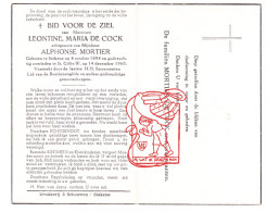DP Leontine Maria De Cock ° Stekene 1894 † Sint-Gillis-Waas 1960 X Alphonse Mortier - Devotion Images