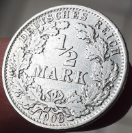 Monnaie 1/2 Mark 1908 A Wilhelm II Allemagne - 1/2 Mark