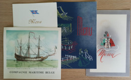 Lot De 4 Menus Bateau Compagnie Maritime Belge Navire Elisabethville Voyage 78 Sept.59 - Menu