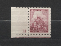 Böhmen Und Mähren # 28 Platten-Nr. 1A Schmaler Unterrand Aus 100erBogen, Postfrisch - Nuovi