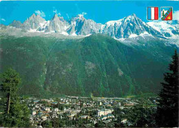 74 - Chamonix - Mont-Blanc - Vue Générale - Aiguilles De Chamonix - Aiguille Du Midi - Flamme Postale - CPM - Voir Scans - Chamonix-Mont-Blanc