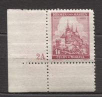 Böhmen Und Mähren # 28 Platten-Nr. 2A Breiter Unterrand Aus 50erBogen, Postfrisch - Unused Stamps