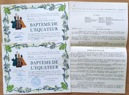 2" Baptême Equateur" + Discours De 5 Pages Bateau Compagnie Maritime Belge Navire Elisabethville Voyage 78 Sept.59 - Diplômes & Bulletins Scolaires