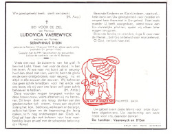 DP Ludovica Vaerewyck ° Stekene 1875 † 1960 X Seraphinus D'een - Devotion Images