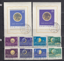 Albania 1964 - Moons Phases, Mi-Nr. 839/42 + 844/47 + Bl. 24/25, Used - Albanië