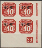 07/ Pof. OT 1, Corner 4-block, Plate Number (2-)39 - Unused Stamps