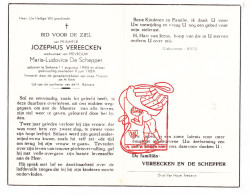 DP Jozephus Vereecken ° Stekene 1883 † 1959 X Maria De Schepper - Images Religieuses