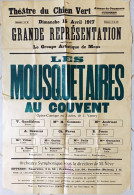 Cuesmes 1917 Affiche Théâtre Du Chien Vert - Afiches