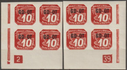 08/ Pof. OT 1, Corner 4-blocks, Plate Numbers 2-39 - Unused Stamps