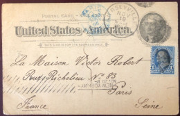 Etats-Unis, Divers Sur Entier, Cachet JERSEYVILLE, ILL. 18.11.1895 Pour La Paris, France, Via New-York - (B1534) - Poststempel