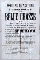Neuville (Philippeville) 1915 Affiche Location Droit De Chasse Et Tendrie - Manifesti