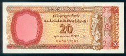 MYANMAR BURMA 20 DOLLARS 1996 FOREIGN EXCHANGE CERTIFICATE FX4 - Myanmar