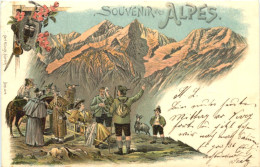 Souvenir Des Alpes - Schweiz - Litho - Sonstige & Ohne Zuordnung