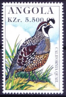 Angola 1996 MNH, Birds, California Quail - Gallinaceans & Pheasants