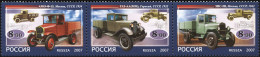 Russia 2007. The First Native Trucks (MNH OG) Block Of 3 Stamps - Ongebruikt