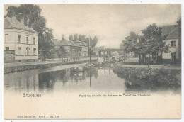 CPA CARTE POSTALE BELGIQUE BRUXELLES-ANDERLECHT PONT DE CHEMIN DE FER SUR LE CANAL DE CHARLEROI AVANT 1905 - Anderlecht