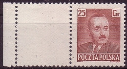 Poland 1950 Mi 675 Boleslaw Bierut Stamp With Blank Field Margin MNH** W 475 - Unused Stamps