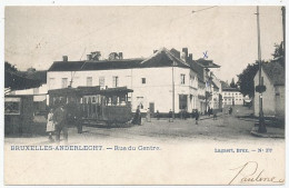 CPA CARTE POSTALE BELGIQUE BRUXELLES-ANDERLECHT GROS PLAN TRAMWAY RUE DU CENTRE 1902 - Anderlecht