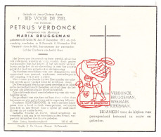 DP Petrus Verdonck ° Sint-Gillis-Waas 1871 † Sint-Pauwels 1946 X Maria Bruggeman // Weemaes Kiekeman - Devotion Images