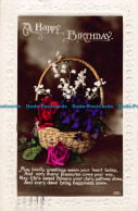 R042828 Greeting Postcard. A Happy Birthday. Flowers In Basket. RP. 1931 - World