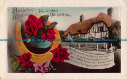 R042845 Greeting Postcard. Birthday Wishes To My Dear Daughter. House. Red Roses - World