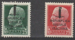 ITALY - 1944 Variety Imperial CMI 25c Green & 75c Red - Mint/hinged