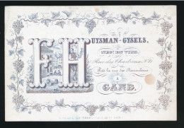 PORSELEINKAART , CARTE PORCELAINE = HUYSMAN-GYSELS NEGt EN VINS RUE DES CHARTREUX 41 A GAND  105 X 70 MM - Porseleinkaarten