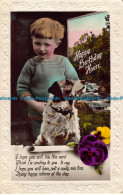 R042576 Greetings. Happy Birthday Hours. A Boy With Dog. RP - World