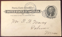 Etats-Unis, Entier-carte, Cachet WEST TOWNSHEND, VT. 13.1.1889 + Cachet 4 Cercles- (B1599) - ...-1900