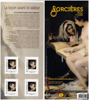 FEUILLET. SORCIERES, LA LECON AVANT LE SABBAT, COLLECTOR DE 4 TIMBRES AUTOCOLLANTS  / 6000 - Collectors