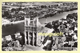 78 YVELINES / MANTES / VUE AÉRIENNE DE LA ZONE DE LA CATHÉDRALE / 1955 - Mantes La Jolie