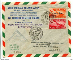 Volo Speciale Milano/Lucca Del 20.9.47 - Luftpost