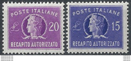 1949-52 Italia Turrita 2v. MNH Sass RA N. 10/11 - 1946-60: Nuevos