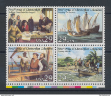 1992 Stati Uniti - 1492-1992 Viaggi Di Colombo - Emissione Congiunta - 4 Valori - MNH** - Other & Unclassified