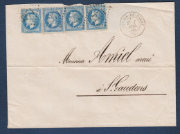 Napoléon  N° 29 X 4 Oblitérés GC 3271 Sur Enveloppe De Salies Du Salat - 1863-1870 Napoléon III Con Laureles